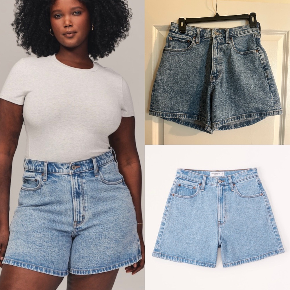 Like New Abercrombie & Fitch Curve Love High Waist Dad Fit Jean Shorts
